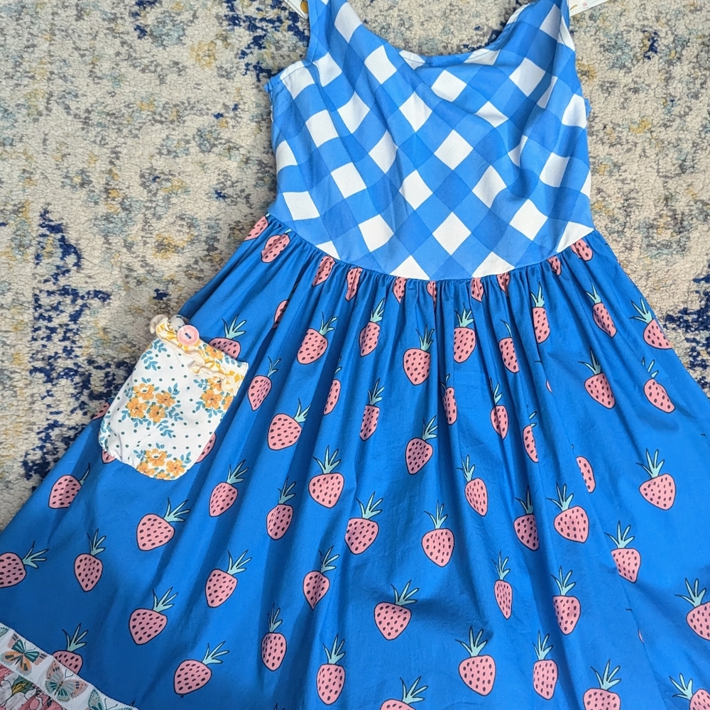 Wildflower Clothing Girls Strawberry Dress 14 EUC